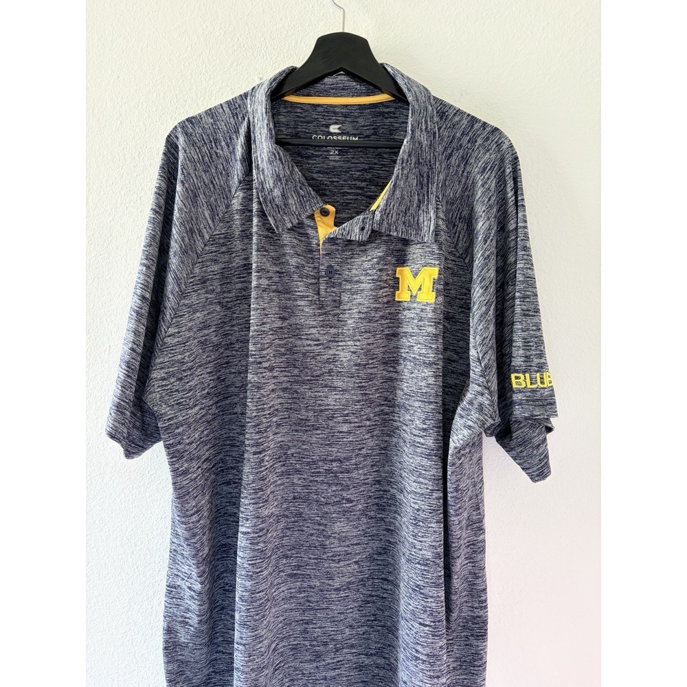 Colosseum Michigan Wolverines Polo Shirt Mens 2X Big & Tall Blue Go Blue Golf